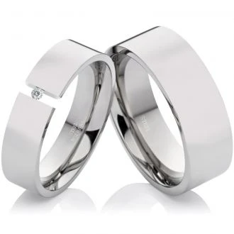 Edelstahlringe LUC3 mit Zirkonia und Gravur